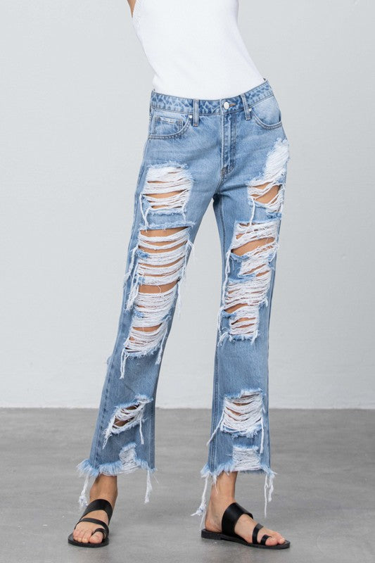 Rebel Threads: Edgewise Tatter Chic Straight Jeans